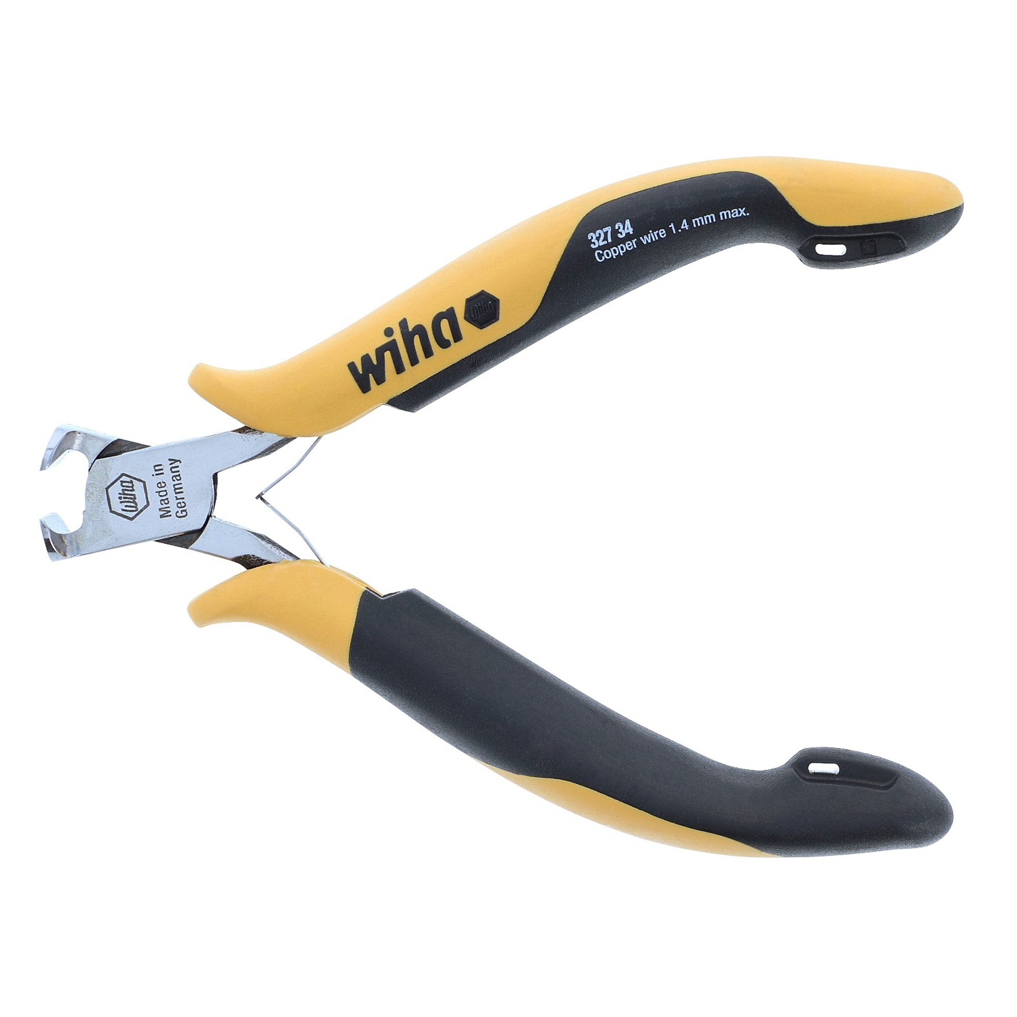 Wiha Tools Flush End Cutters, 9.8in., Wide Head, ESD Safe, Precision-Machined, Induction-Hardened Cutting Edges, Model# 32734